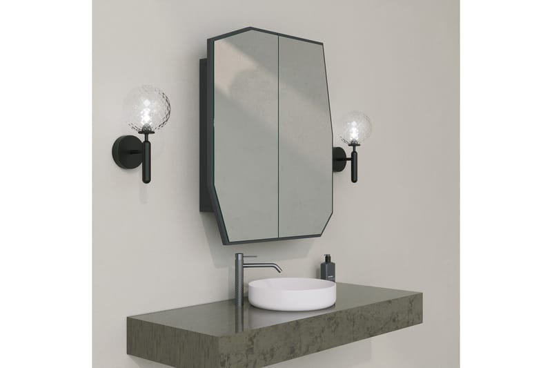 Overskap med speil Patni 45 cm - Svart - Speilskap