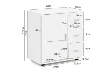 Paityn Baderomsskap 60x33 cm - Hvit - Oppbevaring - Oppbevaring til baderom - Servantskap & kommode