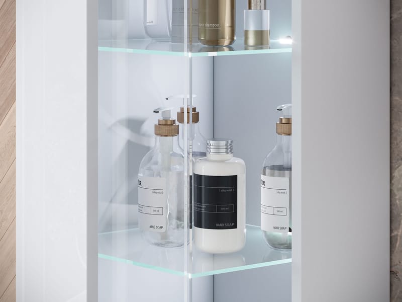 Serlin Baderomsmøbelsett med LED-belysning - Oppbevaring - Oppbevaring til baderom - Komplette møbelpakker