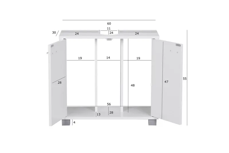 Servantensokkel Wohnling Foliert Sponplate 2 Dører Kontor Moderne - Oppbevaring - Oppbevaring til baderom - Veggskap & høyskap