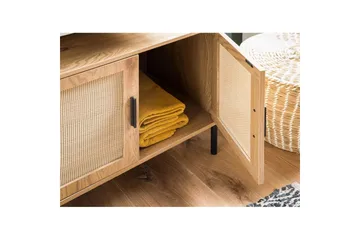 Servantensokkel Wohnling melaminbelagt MDF, eik utseende, rottingfront, metallben, moderne loftstil 2 dører - 2 dører - Oppbevaring - Oppbevaring til baderom - Veggskap & høyskap