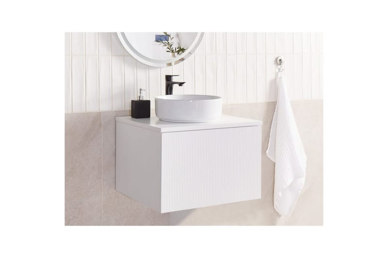 Servantskap Alzira Hvit, 60x52x40 cm - Hvit, 60x52x40 cm - Oppbevaring - Oppbevaring til baderom - Veggskap & høyskap