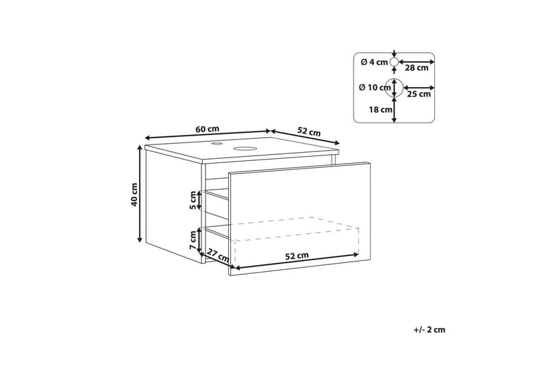 Servantskap Alzira Hvit, 60x52x40 cm - Hvit, 60x52x40 cm - Oppbevaring - Oppbevaring til baderom - Veggskap & høyskap