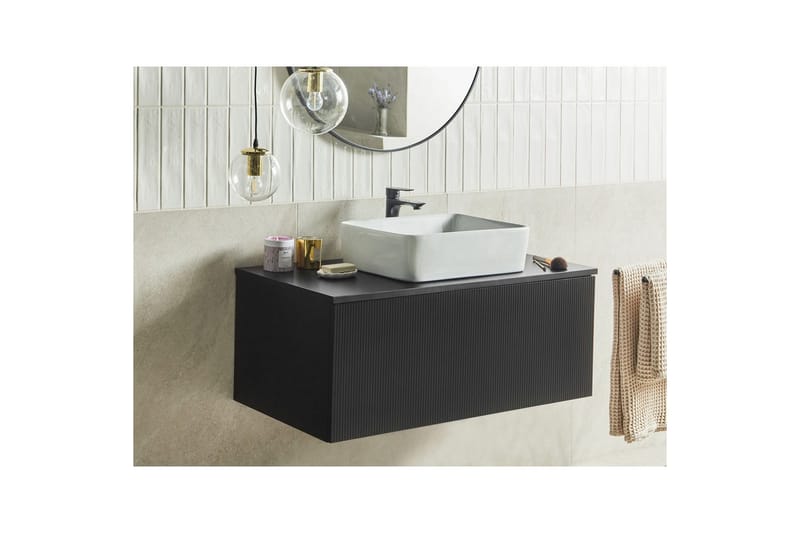 Servantskap Alzira Svart, 100x52x40 cm - Svart, 100x52x40 cm - Oppbevaring - Oppbevaring til baderom - Veggskap & høyskap