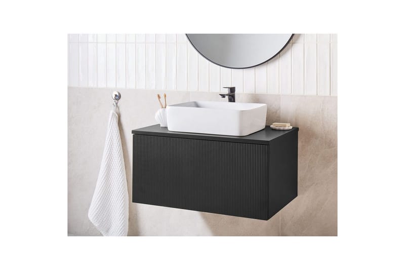 Servantskap Alzira Svart, 80x52x40 cm - Svart, 80x52x40 cm - Oppbevaring - Oppbevaring til baderom - Veggskap & høyskap