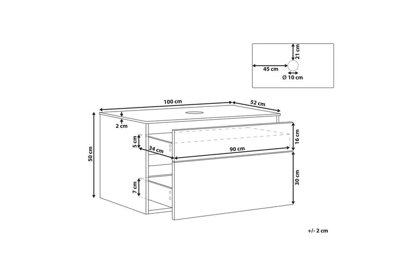 Servantskap Bexti 100x52x50 cm - 100x52x50 cm - Oppbevaring - Oppbevaring til baderom - Veggskap & høyskap