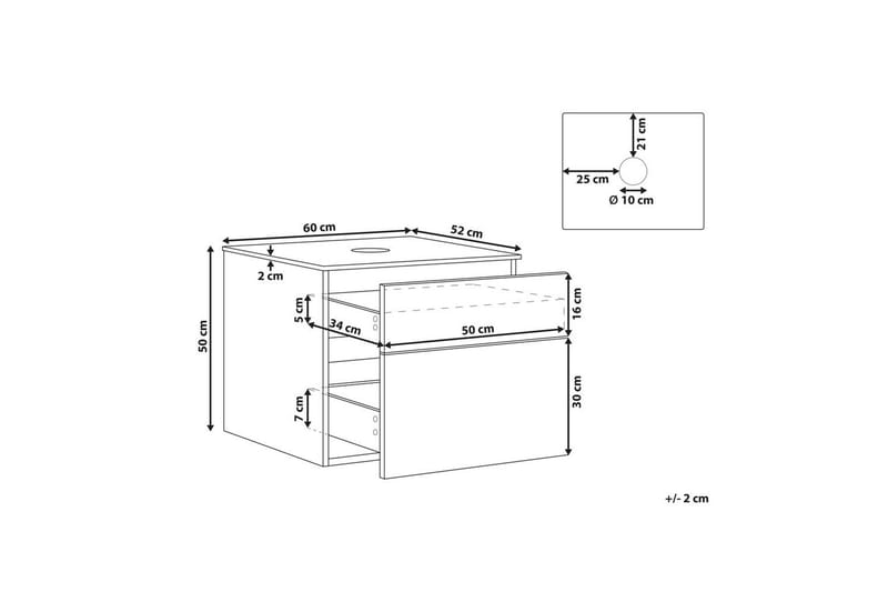 Servantskap Bexti 60x52x50 cm - 60x52x50 cm - Oppbevaring - Oppbevaring til baderom - Veggskap & høyskap