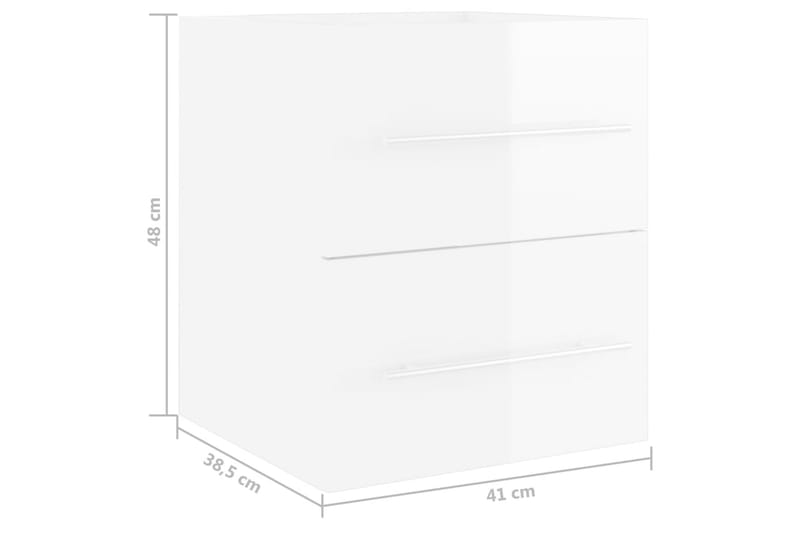 Servantskap høyglans hvit 41x38,5x48 cm sponplate - Hvit - Servantskap & kommode