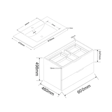 Bathlife Glädje Servantskap 600 - Oppbevaring - Oppbevaring til baderom - Servantskap & kommode