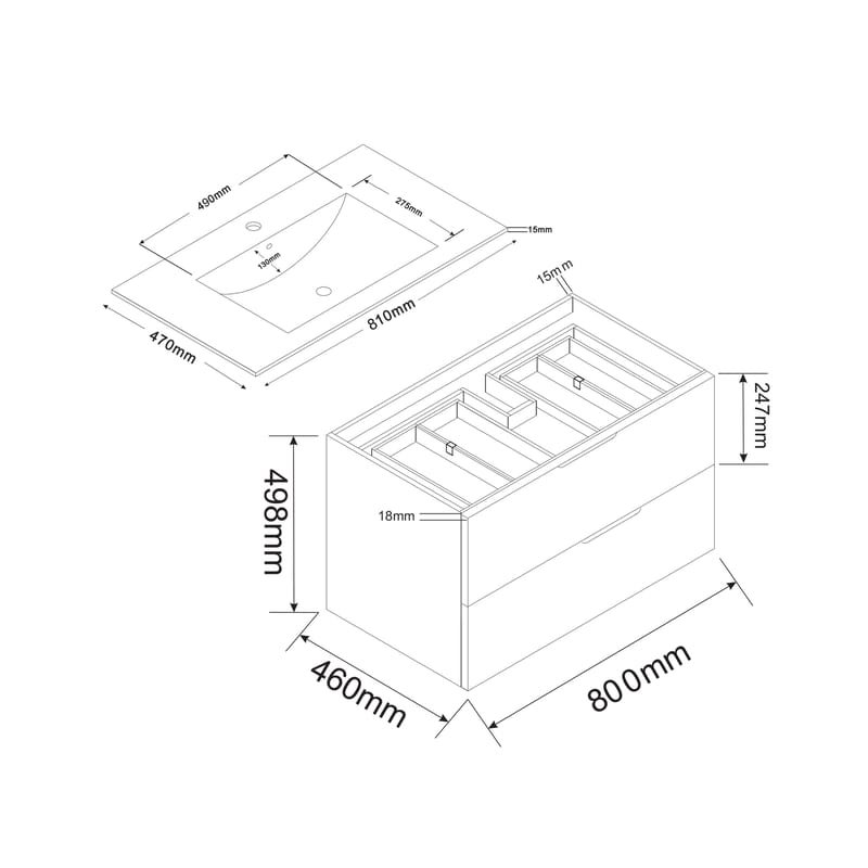 Bathlife Glädje Servantskap 800 - Oppbevaring - Oppbevaring til baderom - Servantskap & kommode
