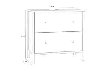 Elsassona Servantskap 35x64 cm 2 Skuffer - Hvit - Oppbevaring - Oppbevaring til baderom - Servantskap & kommode