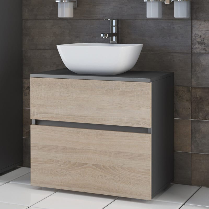 Hudnall Servantskap 60x35 cm - Antrasitt/Natur - Oppbevaring - Oppbevaring til baderom - Servantskap & kommode