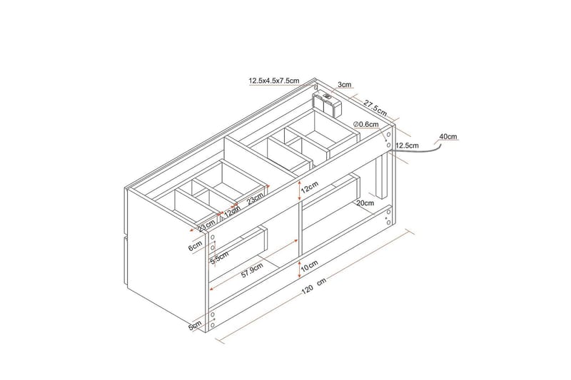 Servantskap Bathlife Glädje 1200 - Svart - Servantskap & kommode