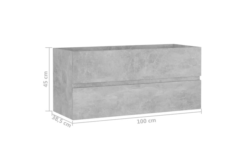 Servantskap betonggrå 100x38,5x45 cm sponplate - Grå - Servantskap & kommode