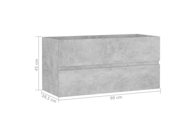 Servantskap betonggrå 90x38,5x45 cm sponplate - Grå - Servantskap & kommode