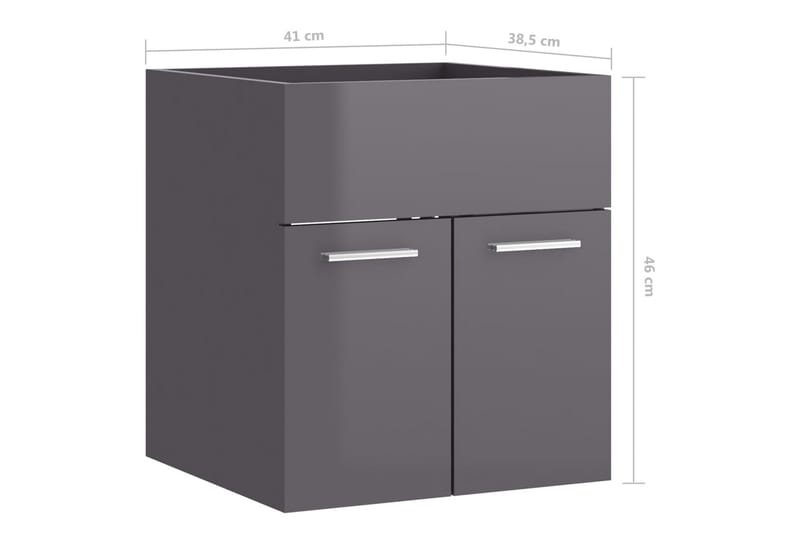 Servantskap høyglans grå 41x38,5x46 cm sponplate - Grå - Servantskap & kommode