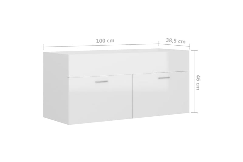 Servantskap høyglans hvit 100x38,5x46 cm sponplate - Hvit - Servantskap & kommode
