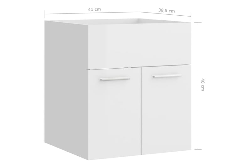Servantskap høyglans hvit 41x38,5x46 cm sponplate - Hvit - Servantskap & kommode