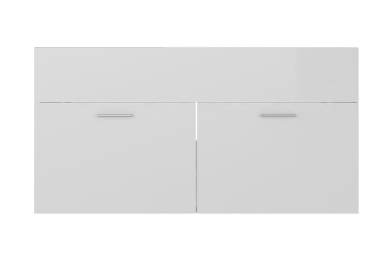 Servantskap høyglans hvit 90x38,5x46 cm sponplate - Hvit - Servantskap & kommode