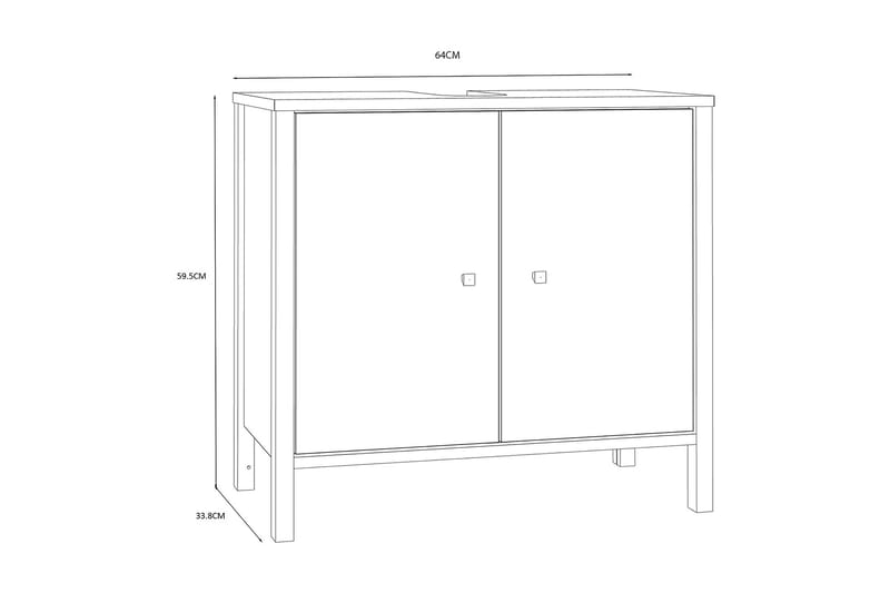 Servantskap Samkov 35x64 cm 2 Skap - Hvit - Servantskap & kommode