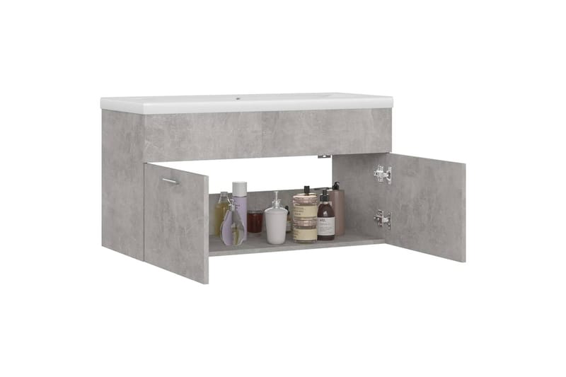 Servantskap med innebygd vask betonggrå sponplate - Grå - Servantskap & kommode