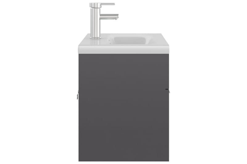 Servantskap med innebygd vask høyglans grå sponplate - Grå - Servantskap & kommode