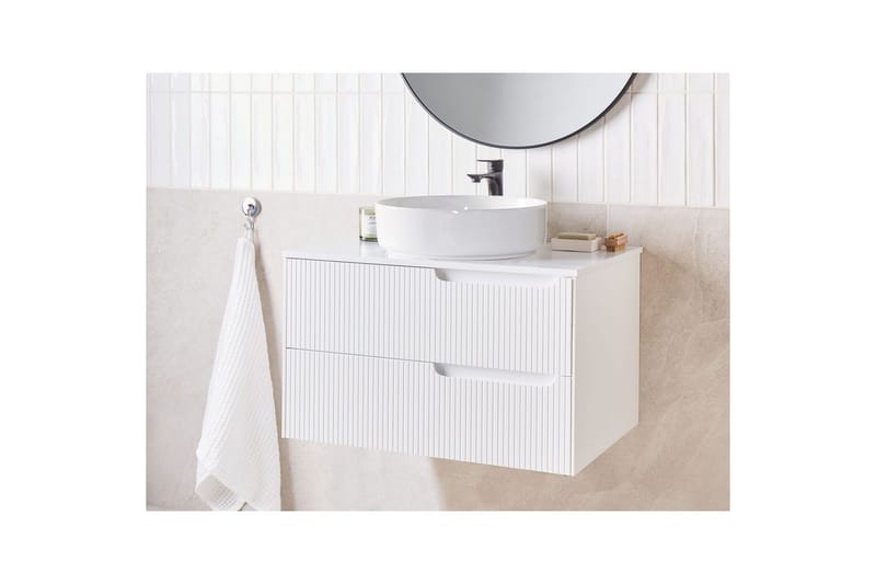 Servantskap Quintela Hvit, 80x52x48 cm - Hvit, 80x52x48 cm - Oppbevaring - Oppbevaring til baderom - Veggskap & høyskap