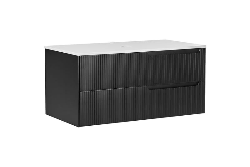 Servantskap Quintela Sort, Hvit, 100x52x48 cm - Sort, Hvit, 100x52x48 cm - Oppbevaring - Oppbevaring til baderom - Veggskap & høyskap