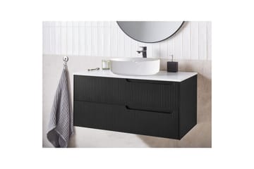 Servantskap Quintela Sort, Hvit, 100x52x48 cm - Sort, Hvit, 100x52x48 cm - Oppbevaring - Oppbevaring til baderom - Veggskap & høyskap