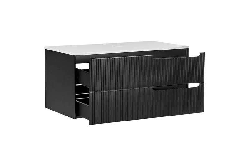 Servantskap Quintela Sort, Hvit, 100x52x48 cm - Sort, Hvit, 100x52x48 cm - Oppbevaring - Oppbevaring til baderom - Veggskap & høyskap
