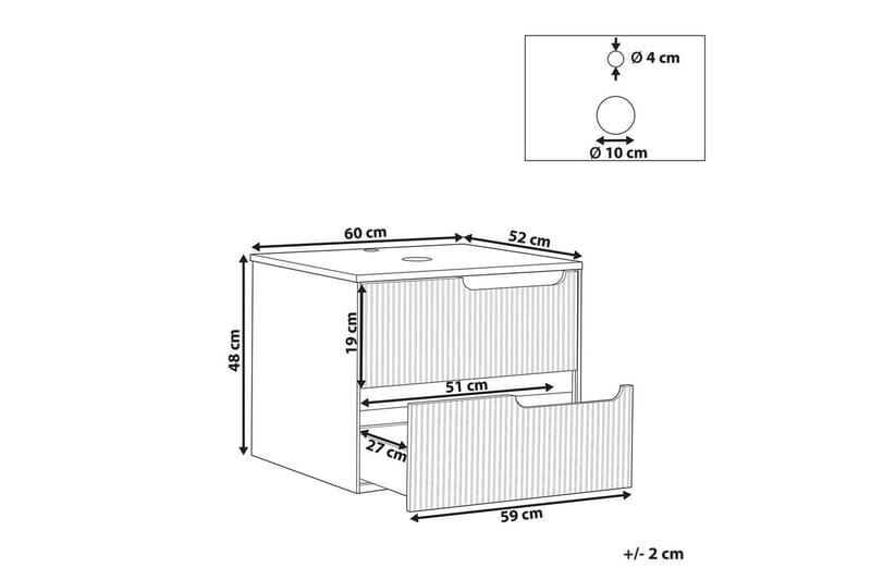 Servantskap Quintela Sort, Hvit, 60x52x48 cm - Sort, Hvit, 60x52x48 cm - Oppbevaring - Oppbevaring til baderom - Veggskap & høyskap