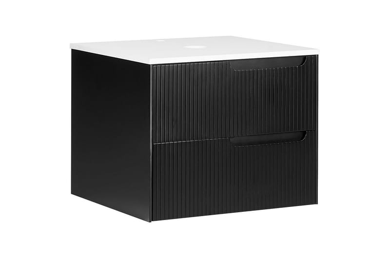 Servantskap Quintela Sort, Hvit, 60x52x48 cm - Sort, Hvit, 60x52x48 cm - Oppbevaring - Oppbevaring til baderom - Veggskap & høyskap