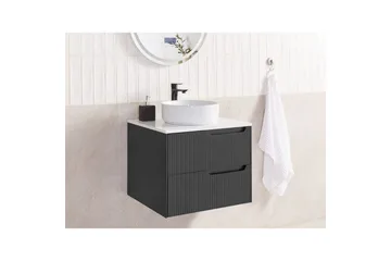 Servantskap Quintela Sort, Hvit, 60x52x48 cm - Sort, Hvit, 60x52x48 cm - Oppbevaring - Oppbevaring til baderom - Veggskap & høyskap