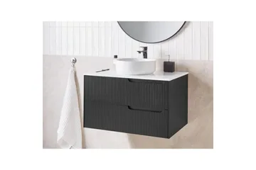 Servantskap Quintela Sort, Hvit, 80x52x48 cm - Sort, Hvit, 80x52x48 cm - Oppbevaring - Oppbevaring til baderom - Veggskap & høyskap