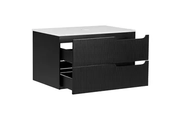 Servantskap Quintela Sort, Hvit, 80x52x48 cm - Sort, Hvit, 80x52x48 cm - Oppbevaring - Oppbevaring til baderom - Veggskap & høyskap