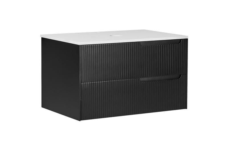 Servantskap Quintela Sort, Hvit, 80x52x48 cm - Sort, Hvit, 80x52x48 cm - Oppbevaring - Oppbevaring til baderom - Veggskap & høyskap