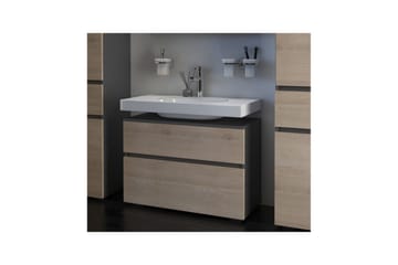Servantskap Wisla 80x35x55 cm, Antrasitt/Eik - 80x35x55 cm, Antrasitt/Eik - Oppbevaring - Oppbevaring til baderom - Baderomsskap