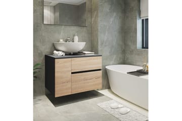 Servantskap Wisla 80x45x53 cm, Antrasitt/Eik - 80x45x53 cm, Antrasitt/Eik - Oppbevaring - Oppbevaring til baderom - Baderomsskap