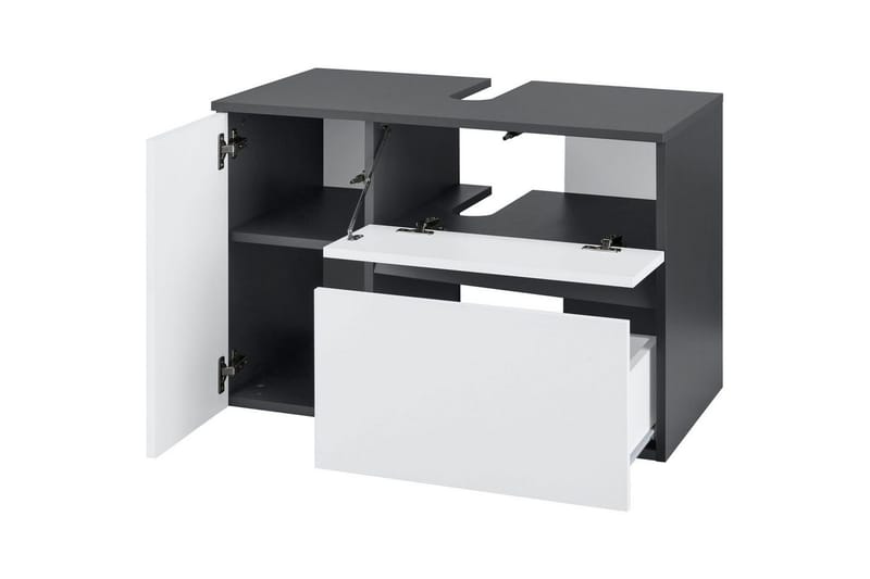 Servantskap Wisla 80x45x53 cm, Antrasitt/Hvit - 80x45x53 cm, Antrasitt/Hvit - Oppbevaring - Oppbevaring til baderom - Servantskap & kommode
