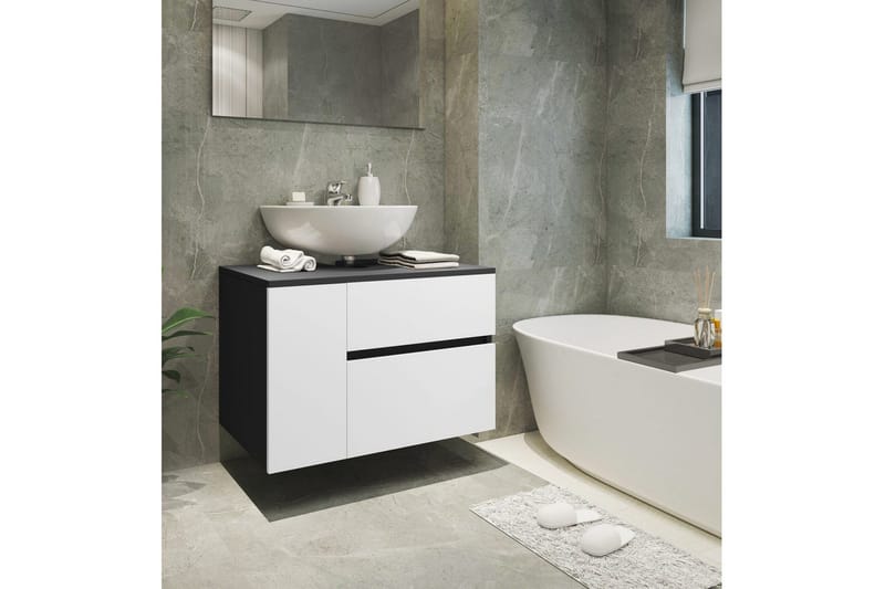 Servantskap Wisla 80x45x53 cm, Antrasitt/Hvit - 80x45x53 cm, Antrasitt/Hvit - Oppbevaring - Oppbevaring til baderom - Servantskap & kommode