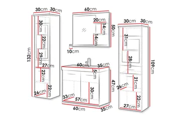 Somender Møbelsett til Bad 132 cm - Oppbevaring - Oppbevaring til baderom - Komplette møbelpakker