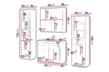 Somender Møbelsett til Bad 132 cm - Oppbevaring - Oppbevaring til baderom - Komplette møbelpakker