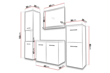 Sonaki Møbelsett til Bad 133 cm - Oppbevaring - Oppbevaring til baderom - Komplette møbelpakker