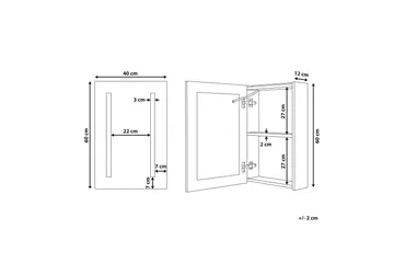 Belmena Skap til Badet 40 cm Speil med LED-belysning - Hvit - Oppbevaring - Oppbevaring til baderom - Speilskap