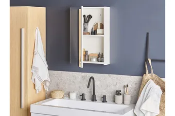 Carmenes Skap til Badet 40 cm med Speil - Hvit - Oppbevaring - Oppbevaring til baderom - Speilskap