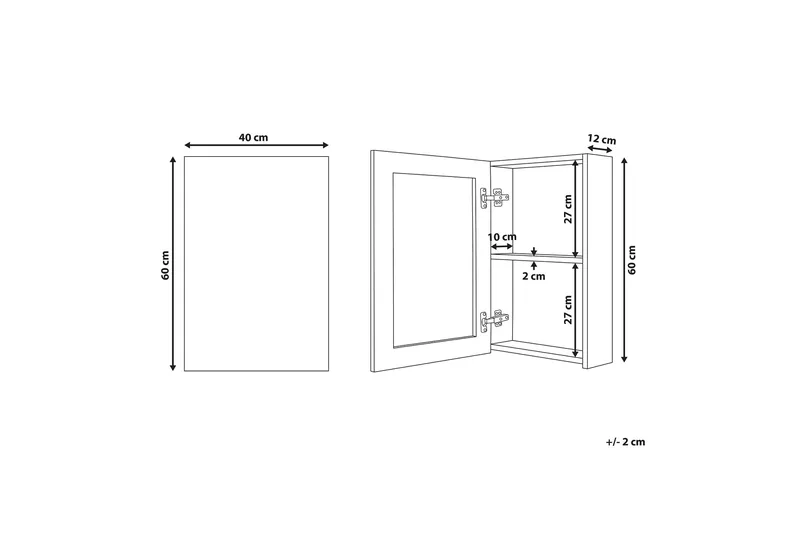 Carmenes Skap til Badet 40 cm med Speil - Hvit - Oppbevaring - Oppbevaring til baderom - Speilskap