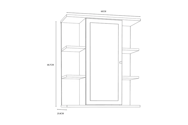 Elsassona Veggskap 26x60 cm - Hvit - Oppbevaring - Oppbevaring til baderom - Speilskap
