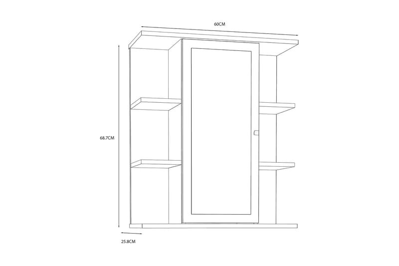 Elsassona Veggskap 26x60 cm - Hvit - Oppbevaring - Oppbevaring til baderom - Speilskap