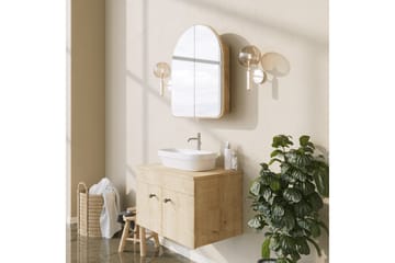 Heren Overskap med speil 45 cm - Beige - Oppbevaring - Oppbevaring til baderom - Speilskap