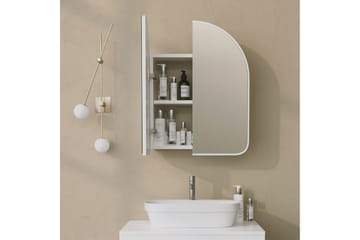 Heren Overskap med speil 45 cm - Hvit - Oppbevaring - Oppbevaring til baderom - Speilskap